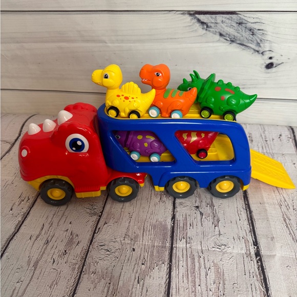 Talking Colorful Dinosaur Transport Truck Toy - Picture 1 of 8